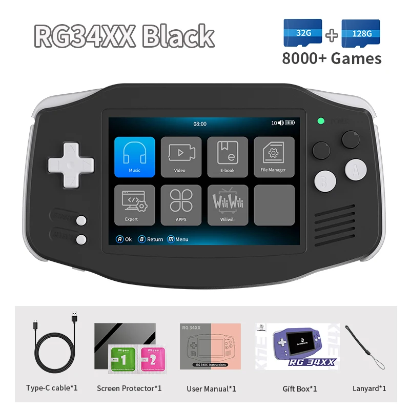 ANBERNIC RG34XX レトロビデオハンドヘルドゲームコンソール 3.4