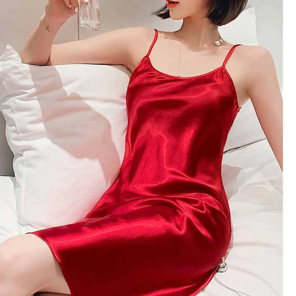 Cozy Sexy Camisole Pyjamas Homewear Female Sling Nightdress Women Sleepwear Ice Silk Suspender  Nightdress