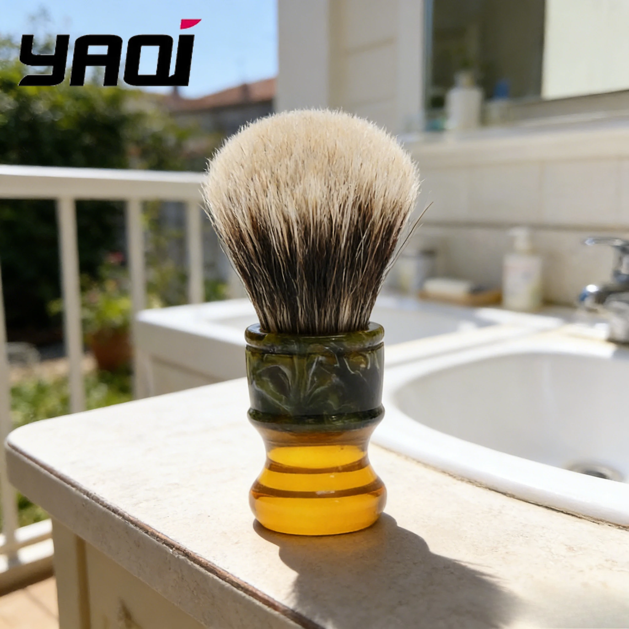 2026-yaqi-22mm-サグラダファミリア-ツーバンド-バジャー毛-レジンハンドル-メンズ-ウェットシェーブブラシ