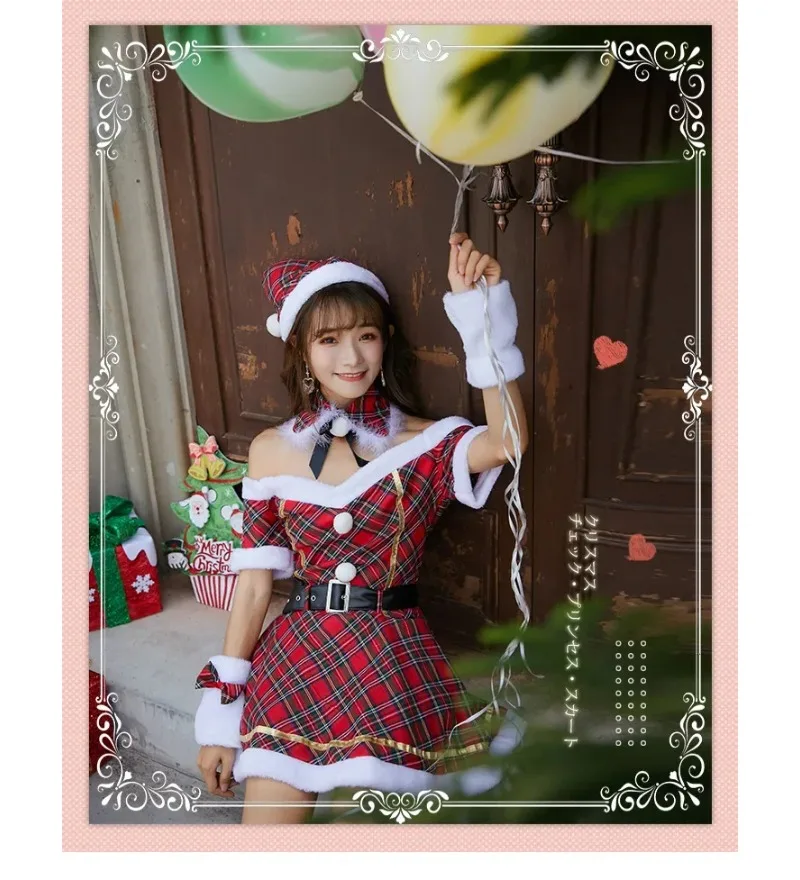 المرأة سانتا كلوز منقوشة موضوع حلي تأثيري الزي حزام الخصر فستان عيد الميلاد يتوهم