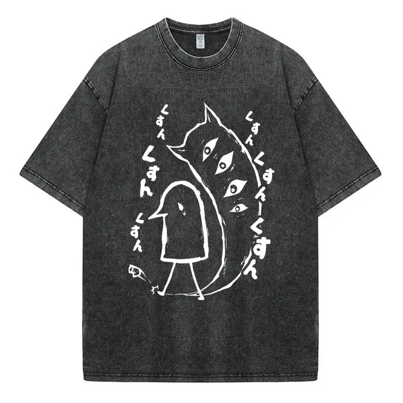 Manga Oyasumi Goodnight Punpun Aiko Tanaka Vintage Washed T-Shirts Herren Damen Kleidung Mode Baumwolle Casual T-Shirt Streetwear – Detail 4