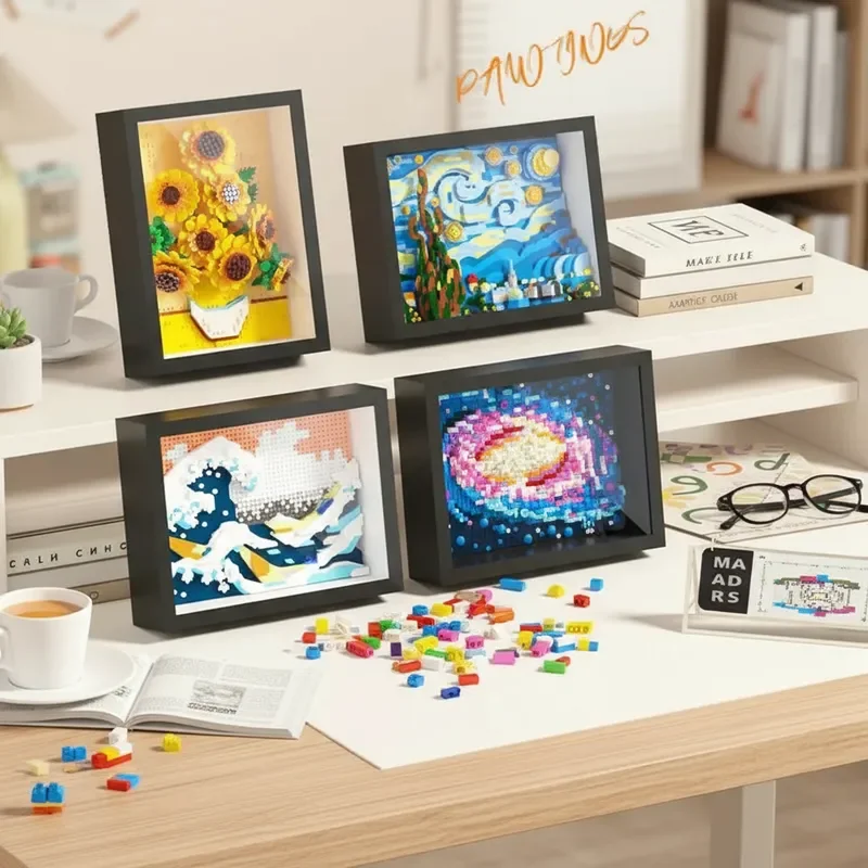 

NEW Creative DIY World-famous picture assembly photo frame art decoration puzzle building block toy collection Birthday gift