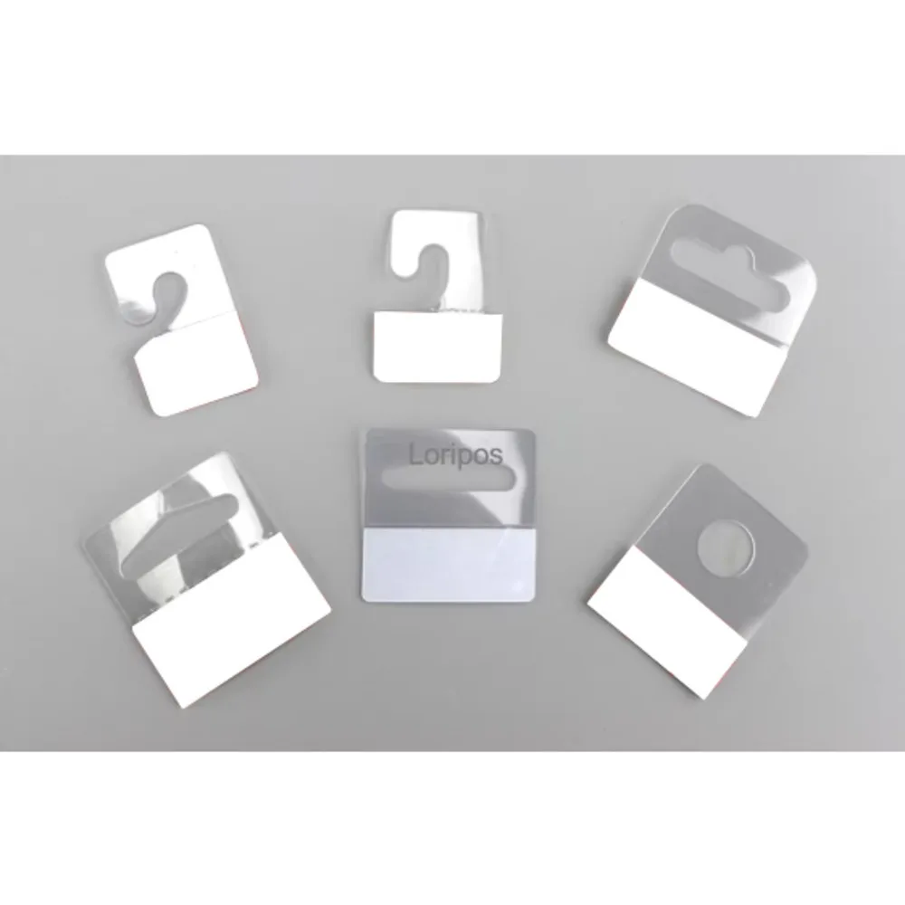 Bulk Hang Tabs Delta Slotted Self-กาวสินค้าแพคเกจกล่องกระเป๋าสัตว์เลี้ยง Pvc แขวน Peghook พลาสติกจอแสดงผลเสริม: