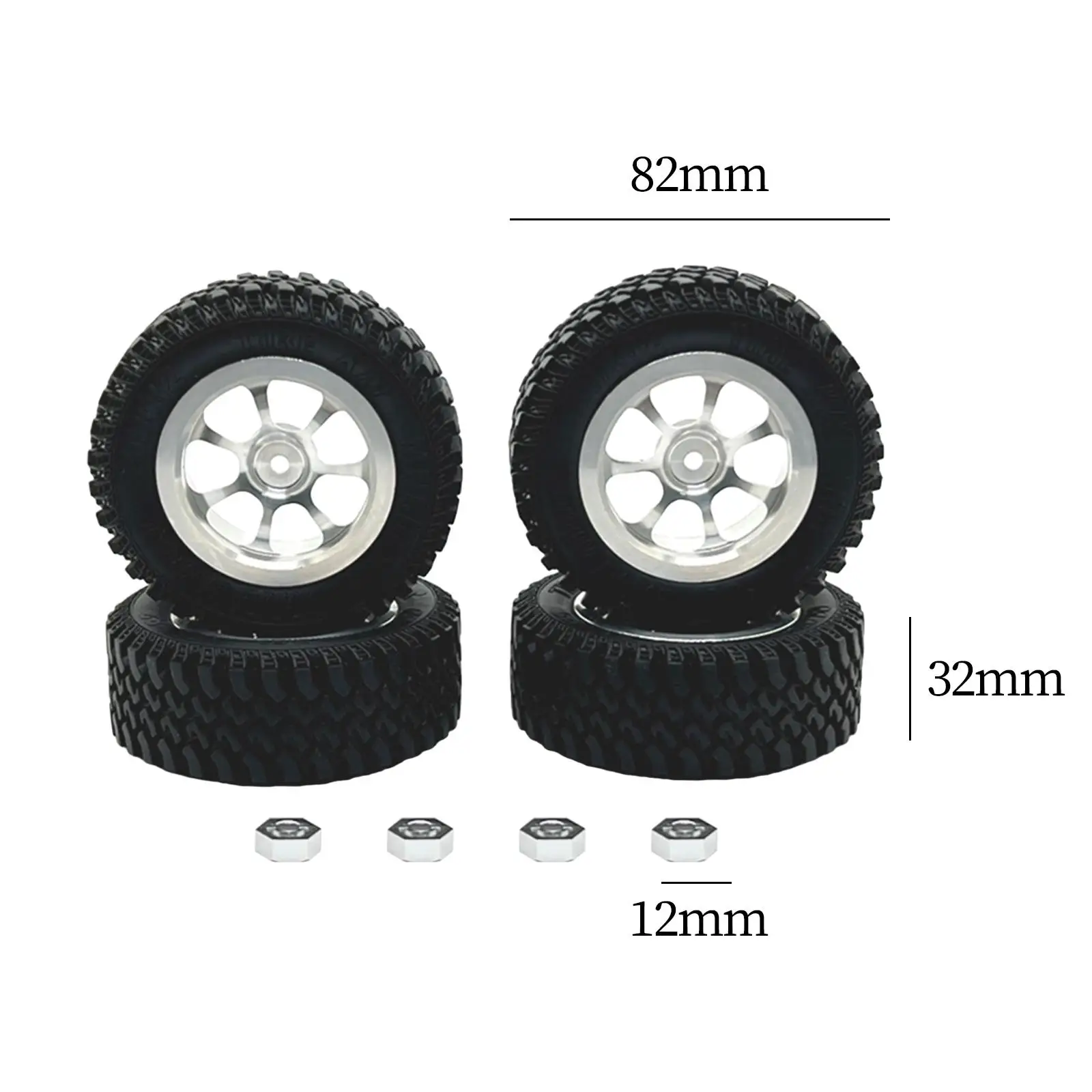 4x rodas e pneus RC pneus RC com aro de roda para carro crawler MN86 1/12 RC