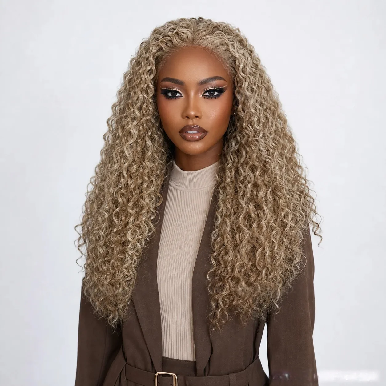 brown-with-blonde-roots-lace-front-synthetic-long-curly-wig-heat-resistant-pre-plucked-hairline-wigs-for-lady