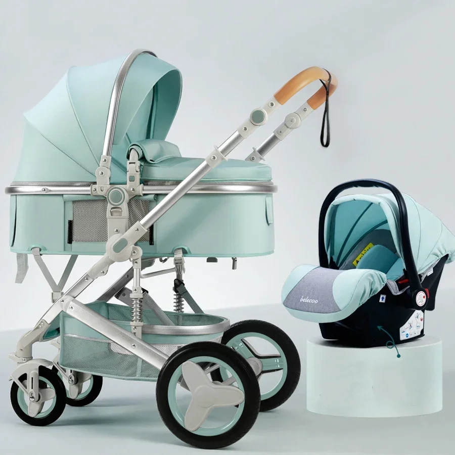 Baby Stroller 3 in 1 With Car Seat,High Landscape  Stroller Luxury Infant Stroller Set Newborn Baby Car Seat Trolley Pushchair