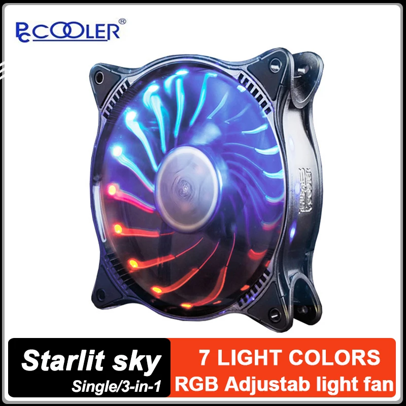 

Pccooler Starry Sky 120 мм Корпус Вентилятор Волшебный регулируемый Тихий ШИМ Вентилятор охлаждения компьютера Кулер процессора Вентилятор водяного охлаждения