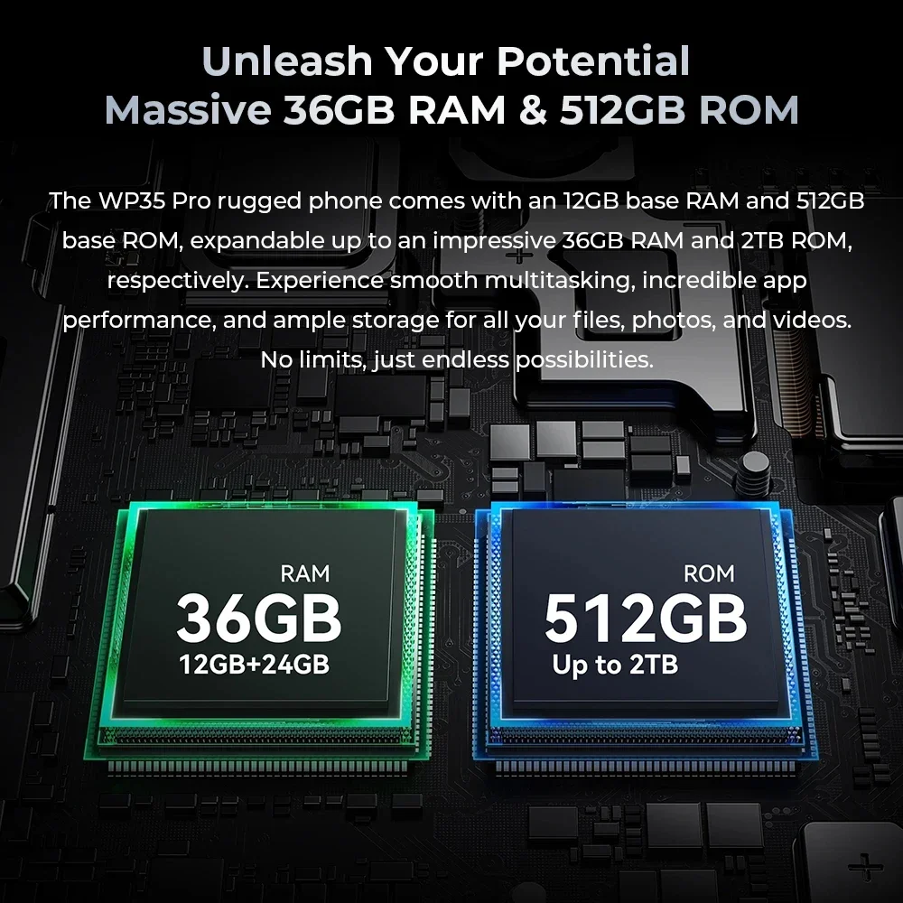 Oukitel WP35 PRO Rugged Smartphone 11000mAh Battery 6.6 Inch 2.4K 36GB+512GB 5G Mobile Phone 64MP Cell Phone Android 14 NFC