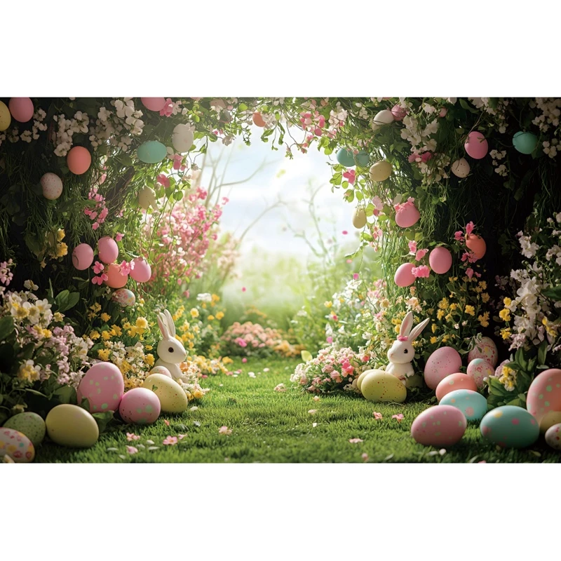 写真のための春のイースターの背景、自然の森の風景、木の草、花のイースターエッグ、写真の背景、写真撮影バナー