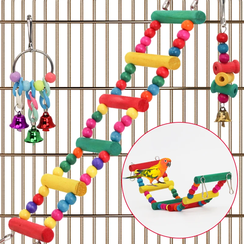 Parrot Bird Toys Bird Cage Swing Stand Small Parrot Hanging Hammock Parrot Bite Toy Set Bird Supplies Parrot Cage Bell Perch Toy