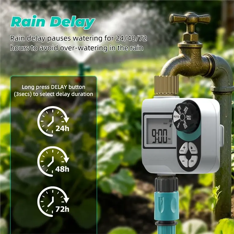 SOFT-Garden Irrigation Controller Digital Sprinkler Brass Water Timer IP55 Waterproof Automatic Watering System For Yard Lawn