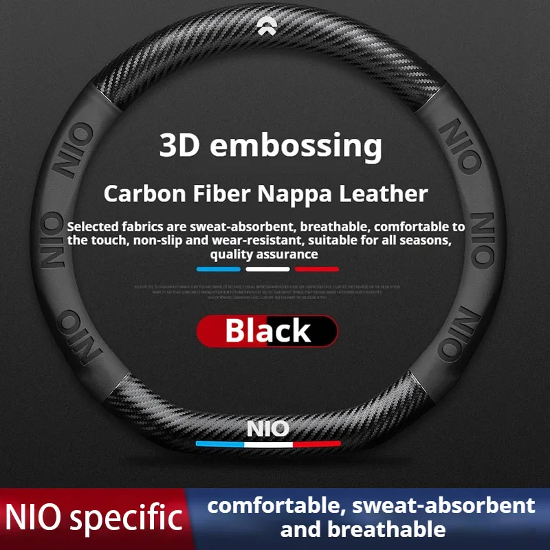 

Carbon fiber Cow Leather Car Steering Wheel Cover Anti-slip Breathable For NIO ES6 ES7 ES8 ET5 ET7 ET9 EC6 EC7 Auto Accessories