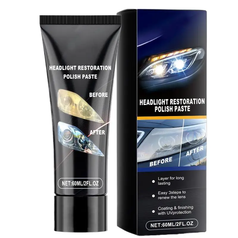 

Headlight Cleaner 60ml Professional Headlight Restore And Protect Paste Auto Headlight Scratch Repair Paste For Cars Trucks