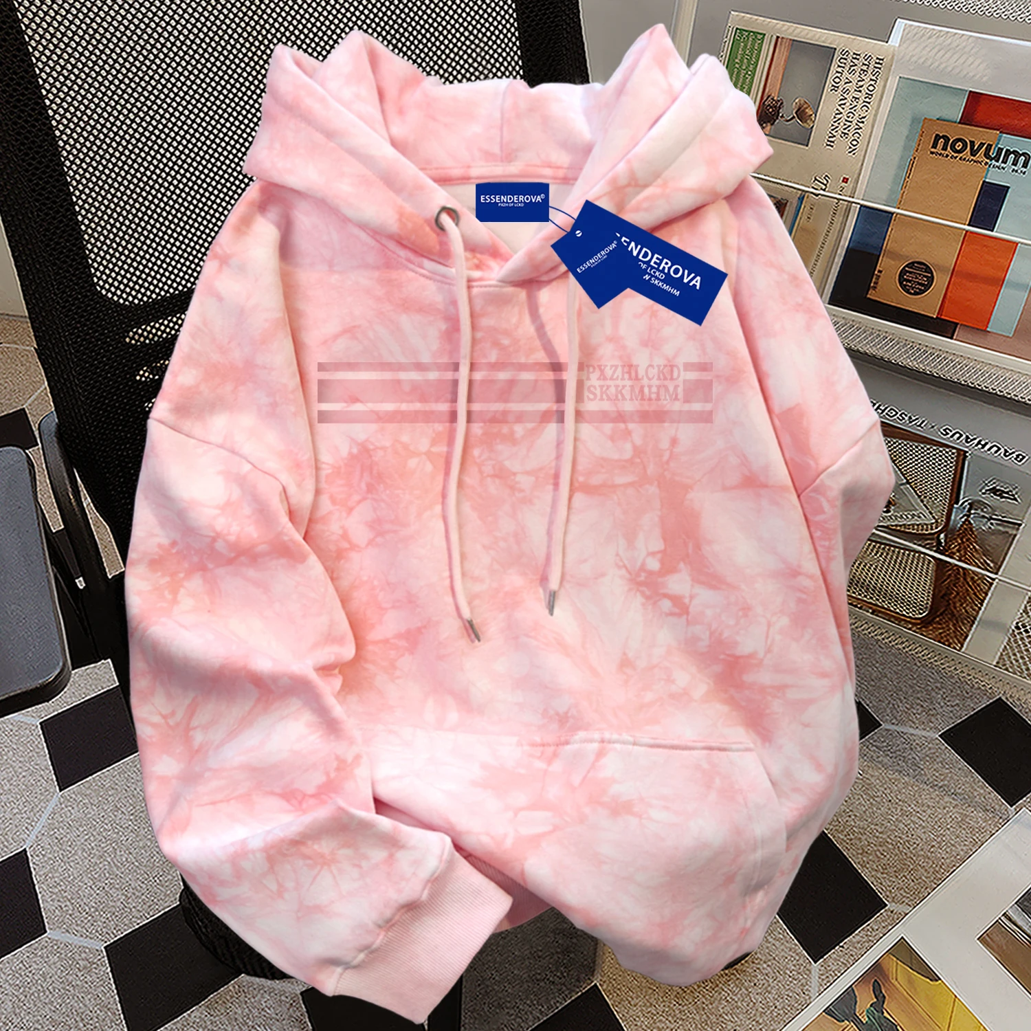 

Повседневная свободная толстовка с буквенным принтом в американском стиле, модная универсальная женская толстовка с капюшоном, осень/зима 2022, новый розовый топ с принтом тай-дай