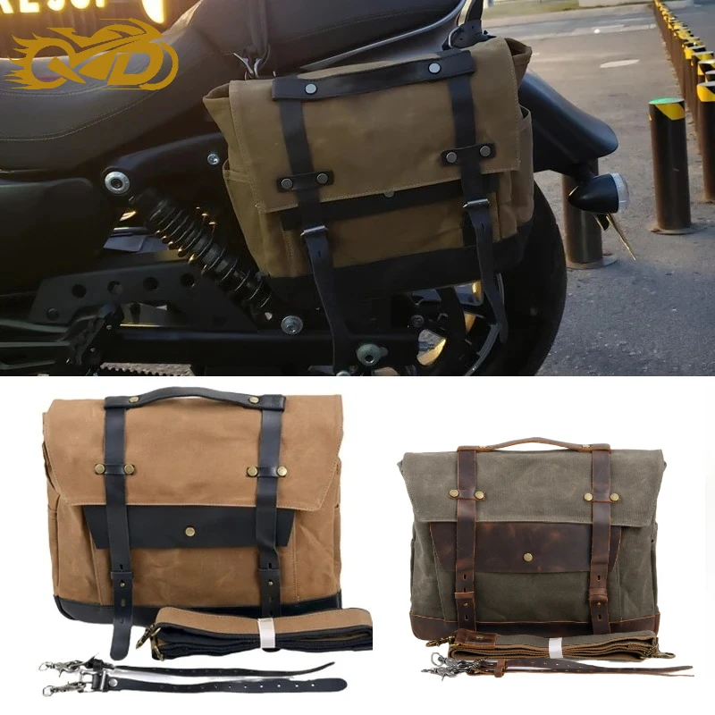 

Vintage Motorcycle Side Bags Waterproof Universal Rear Seat Pannier Tail Bag Riding Gear Motorcycle Helmet Bag