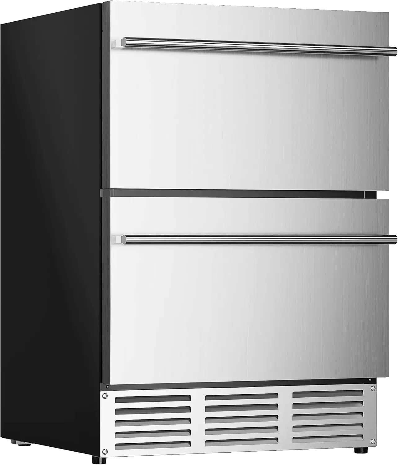 24 Inch Under Counter Double Drawer Fridge, Weather Proof Stainless Steel Outdoor Beverage Refrigerator for Patio, Built-