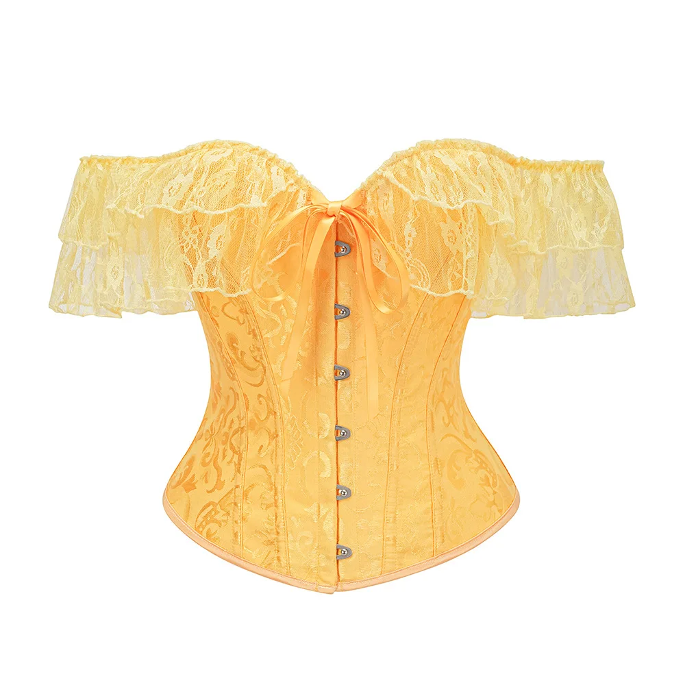 

Кружевной корсетный топ для женщин, винтажный корсет с завышенной талией и короткими рукавами, бюстье для похудения, корсет в готическом стиле