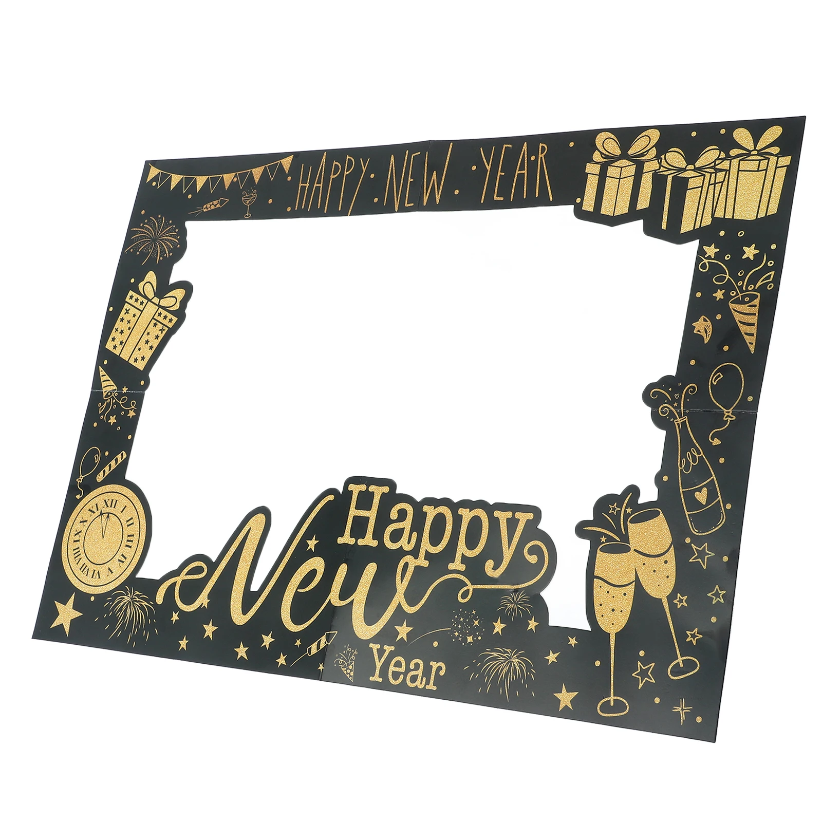 

1 set 1 Set Black Gold Photo Booth Frame 2025 New Year Party Supplies Paper Picture Frame Cutout Happy New Year Eve Celebration