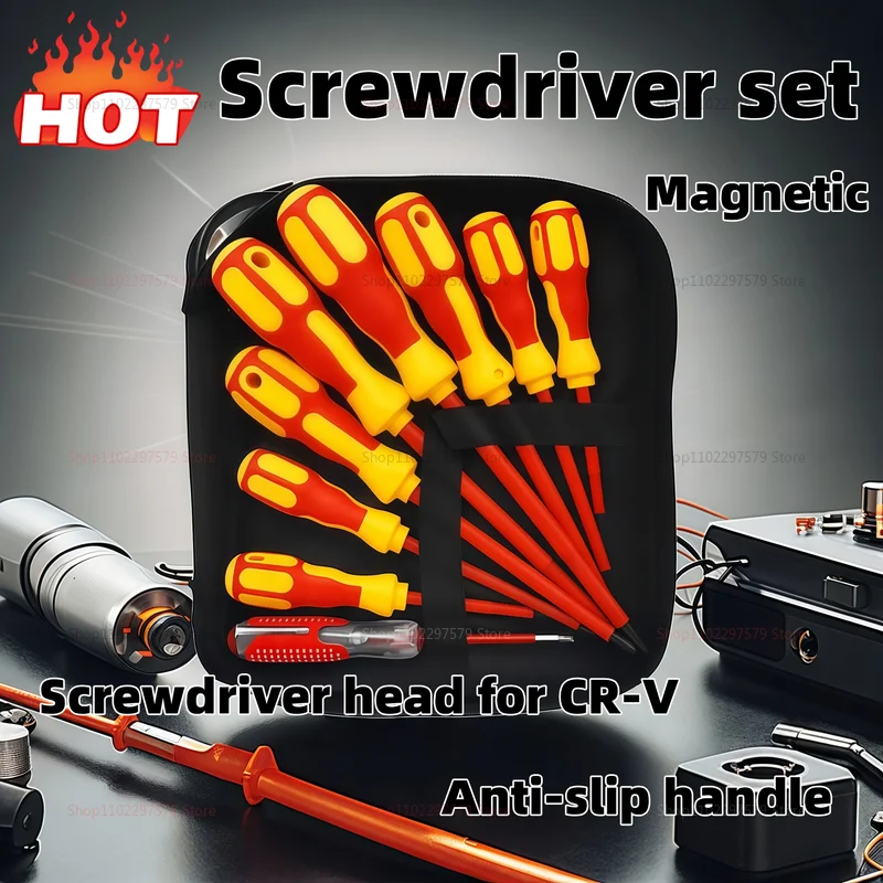 Electrician Hand Tools Set Magnetic Screwdriver Insulated Phillips Slotted Bits Multi-Function Electrician Toolkit Perfect for H