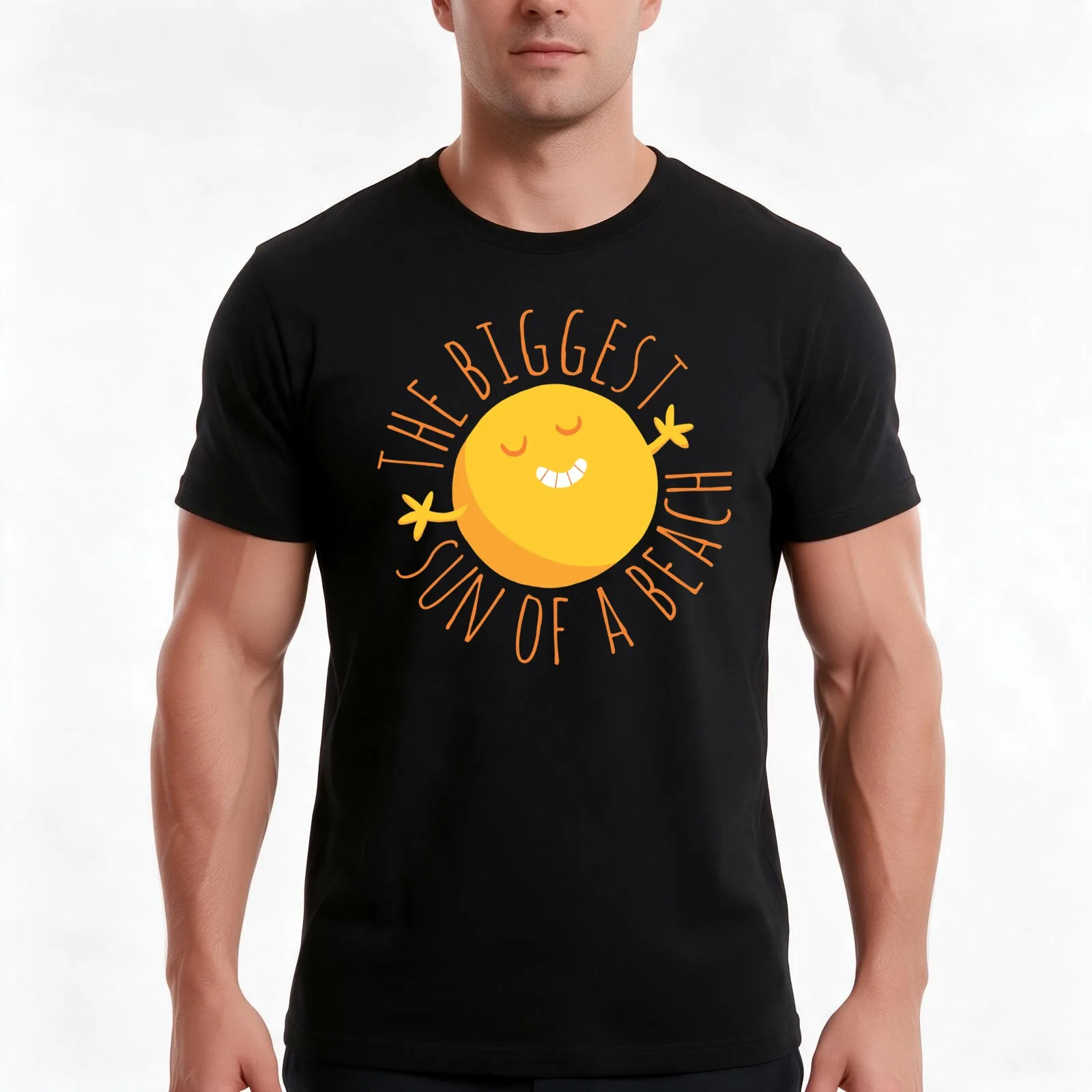 The Biggest Sun of a Beach T-Shirt, Summer Casual Cotton Tee, Oversized Streetwear Tops, Vintage Graphic Print, Unisex Men Women