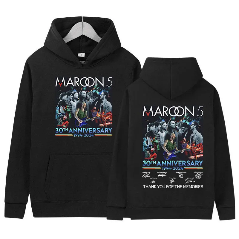 Punk Rock Maroon 5 Band 30 Years 1994-2024 Tour Hoodie Men's Women Hip Hop Vintage Pullover Oversized Sweatshirt Y2k Streetwear