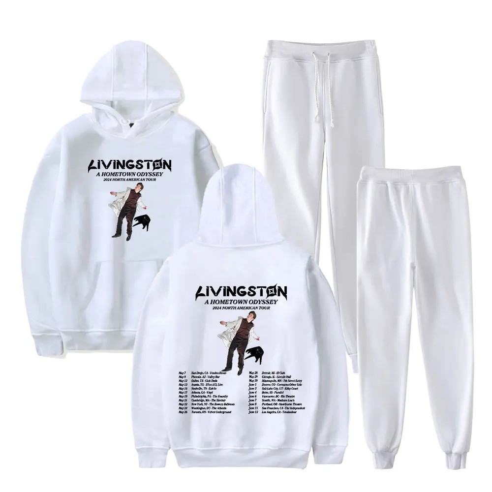 Livingston A Hometown Odysey Tour 2024 Hoodie Suit  Man/Woman Hip Hop Pocket Drawstring Hoodie Streetwear 2 Pieces Sets