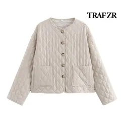 TRAF ZR Beige Parkas Prairie Chic Solid Elegant Luxury Parkas Winter Women's Cold Coat Winter Women's Jackets 2024 Padded Coat