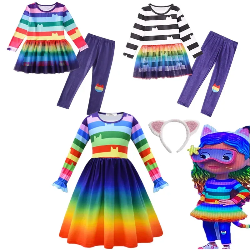 

l2025l Halloween Autumn Girls G-Gabbys Dollhouse Dresses Pants Clothes Sets Gabby Cats Carnival Halloween Cosplay Costume Birthd