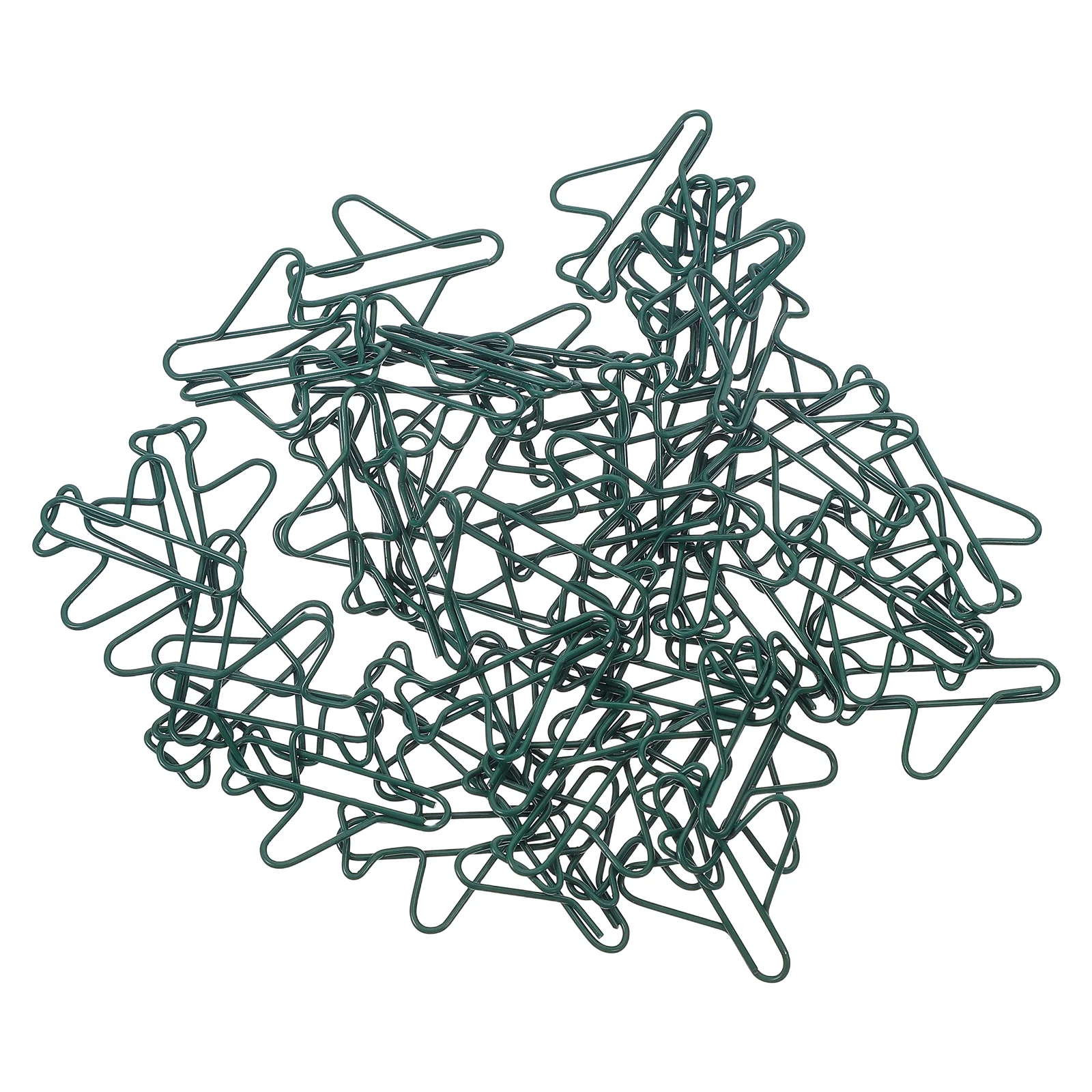 100Pcs Decorative Paper Clips Airplane Theme Sturdy Metal Clamps for Sorting Notes Creative Stationery Organization Tools Green