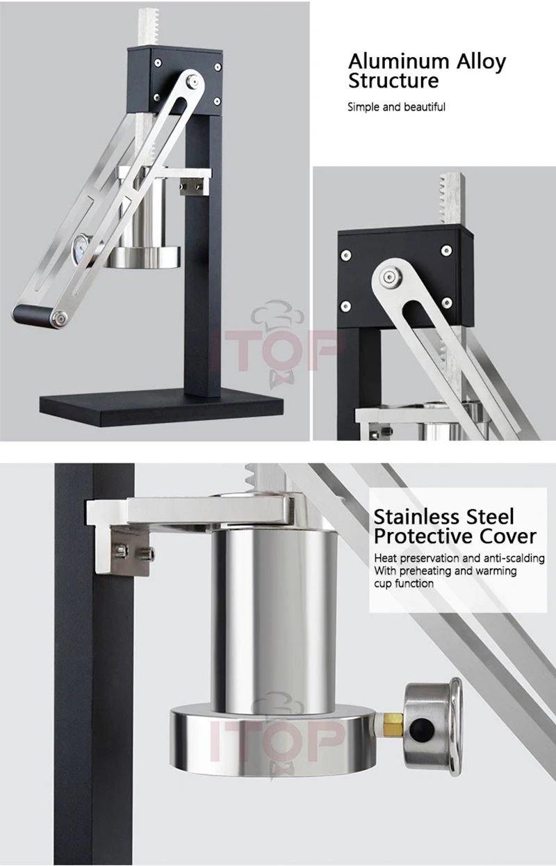 ITOP prasa ręczna ekspres do kawy ręczna ekstrakcja Espresso zmienna dźwignia ciśnieniowa ekspres do kawy podgrzewanie funkcja podgrzewania kubka