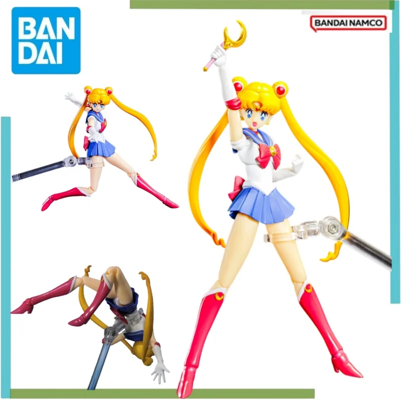Bandai Original Anime Model Action Figure Sailor Moon SHF Tsukino Usagi Toys For Kids Christmas Gift Collectible Model Ornaments