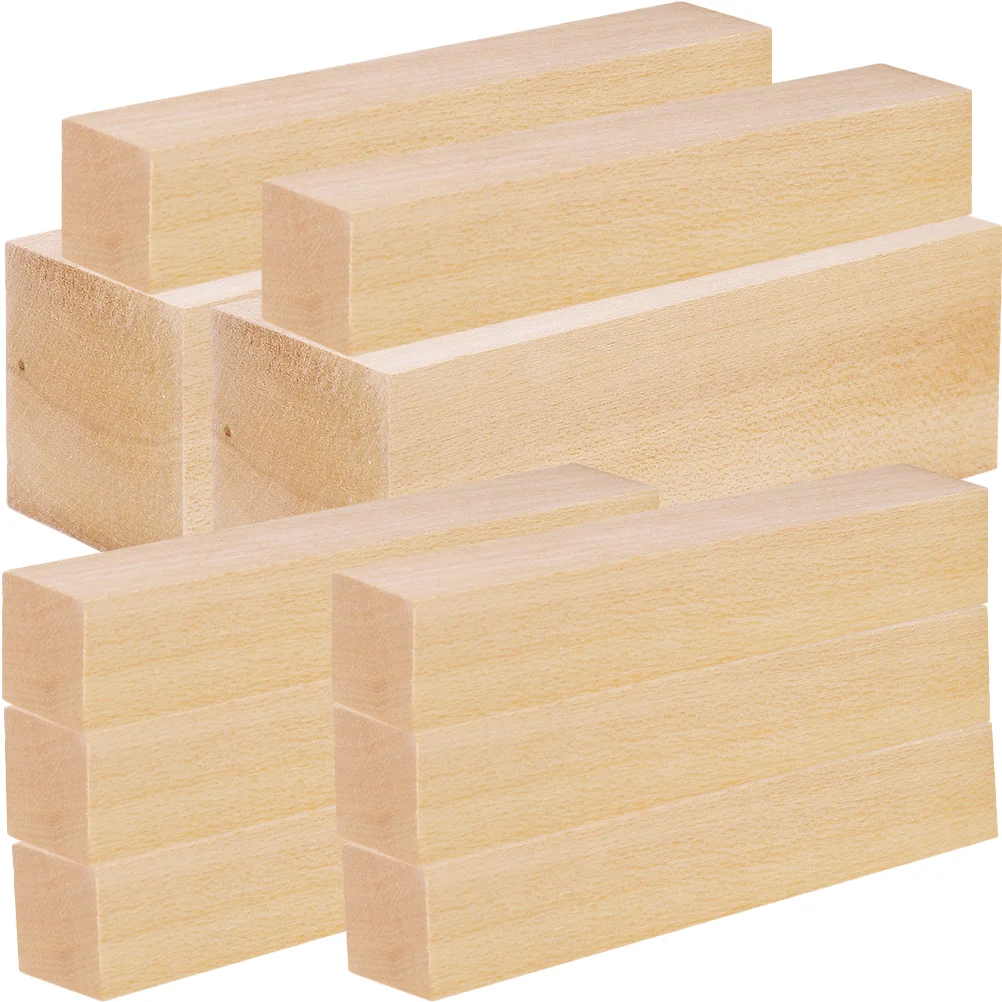 

10 Pcs Basswood Kit Carved Strips Whittling Block Blank Wooden Blocks Woodcraft