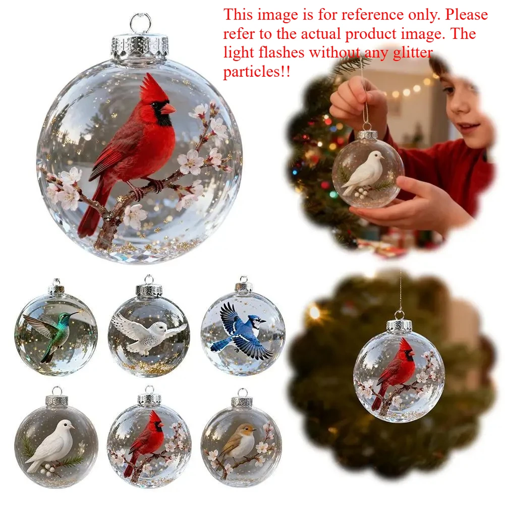 

Christmas Clear Ball Ornaments Natures Birds Crystals Glass Set Hanging For Decor Set Xmas Tree Holiday Party Home Decoration