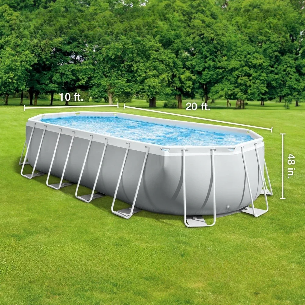 

20' x 10' x 48" Patio Pool, Prism Frame Oval Above Ground Outdoor Swimming Pools Set with Cartridge Filter Pump, Patio Pool