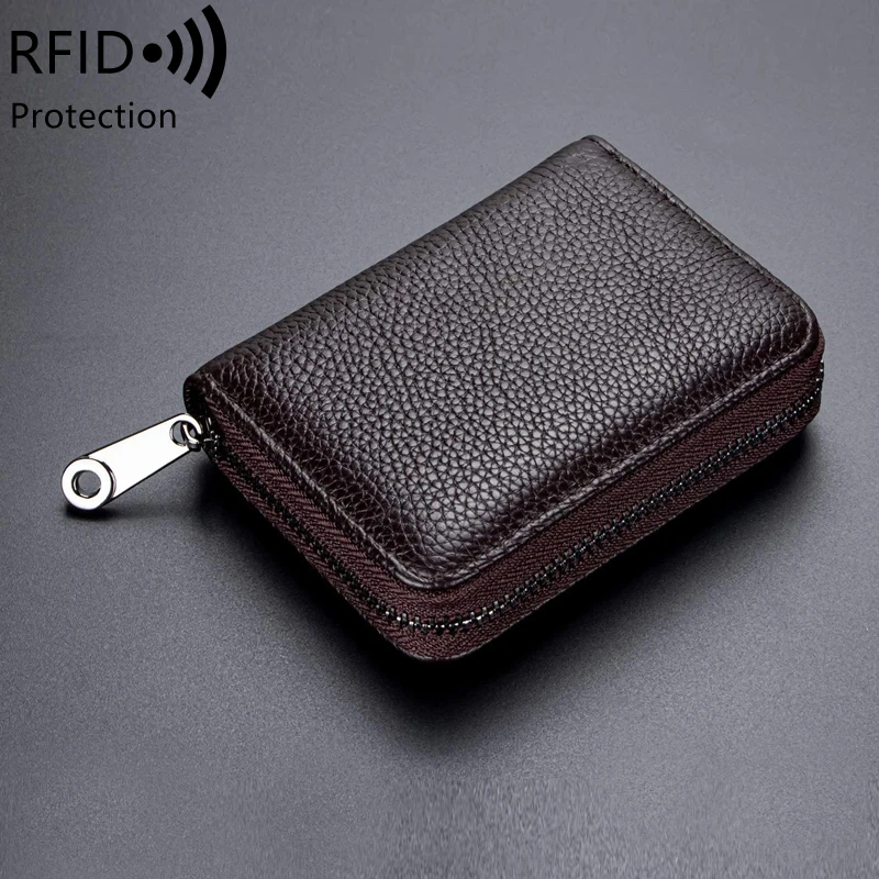 미니멀리스트 RFID 도난 방지 브러시 가죽 지갑, 대용량 신용카드 홀더 ID 카드 홀더, 20 카드 슬롯, 2ID 창