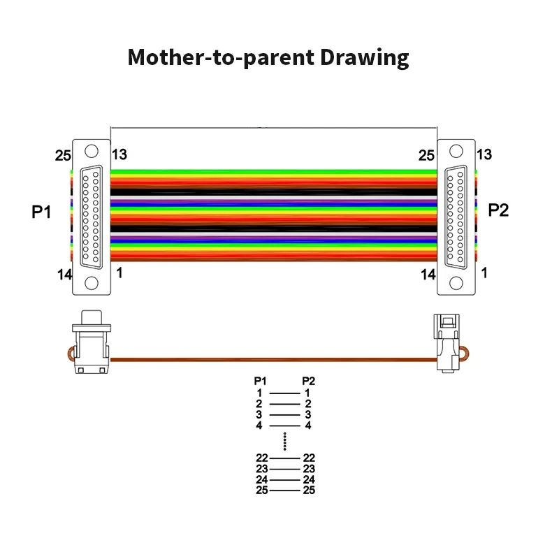 DIDC DB9 DB15 DB25 DB37 Ribbon Cable Connector Connection Line D-SUB RS-232 DR/DB 9/15/25/37 Pin Male to Female Extension Wire
