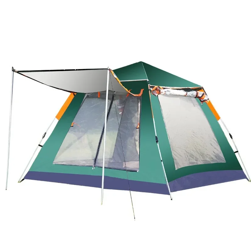 Outdoor 3-4 People Camping Sunscreen And Rainproof Automatic Double Camping Speed Open Four-sided Tent