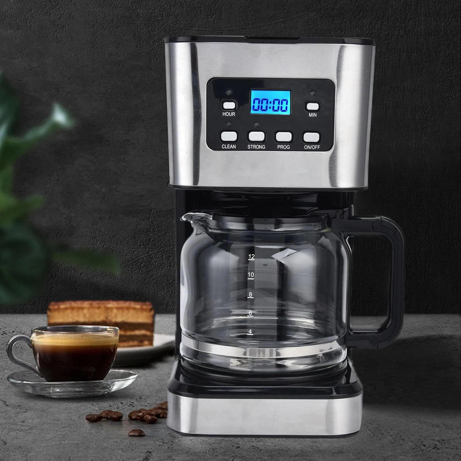 1.5L American Coffee Machine 12 Cups Automatic Drip Coffee Maker Glass Kettle Coffee Maker for Home And Office