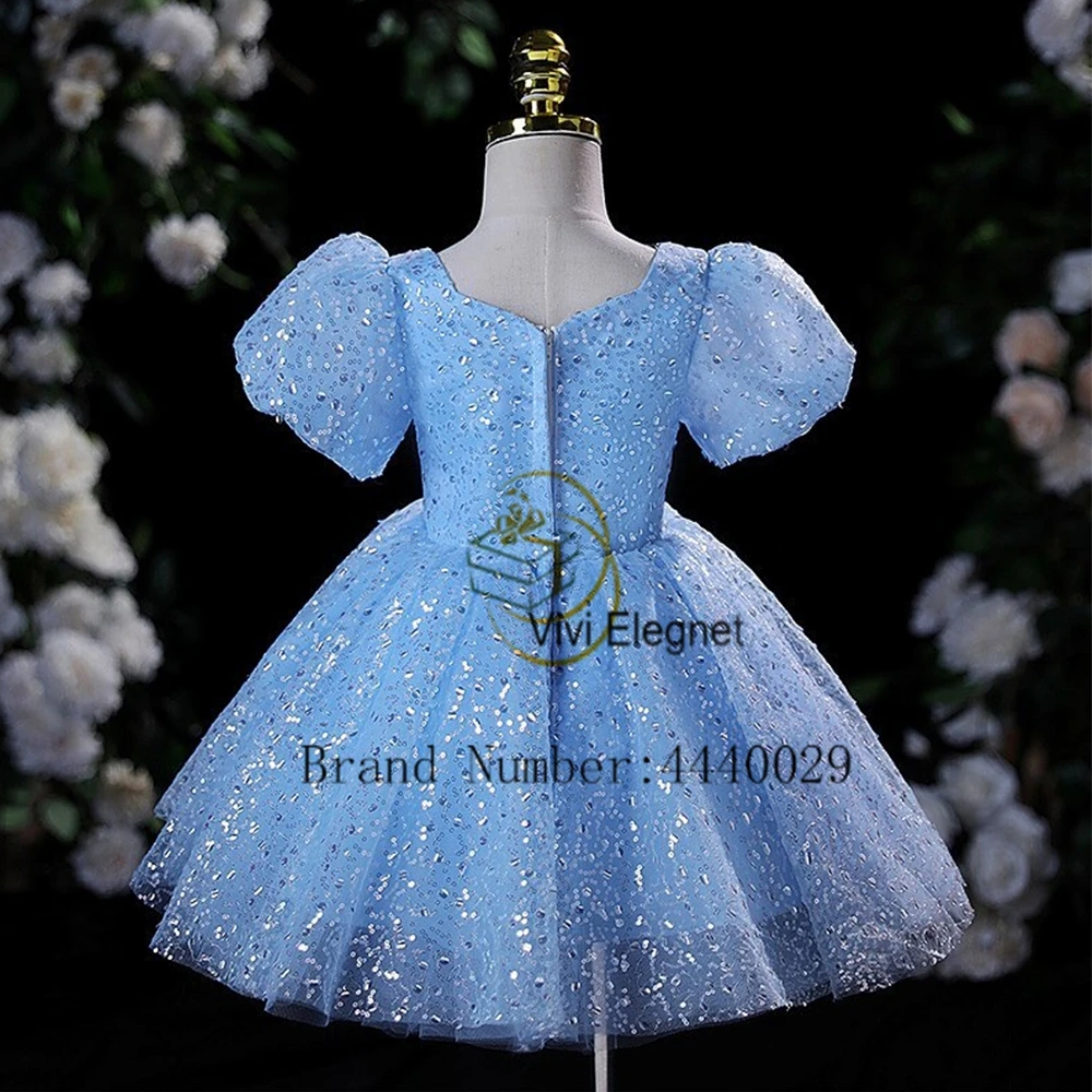 Exquisite Short Sleeve Flower Girls Dresses for Kids 2024 Summer New Knee Length Tiered New Zipper Back Christmas Gowns فلور فتا