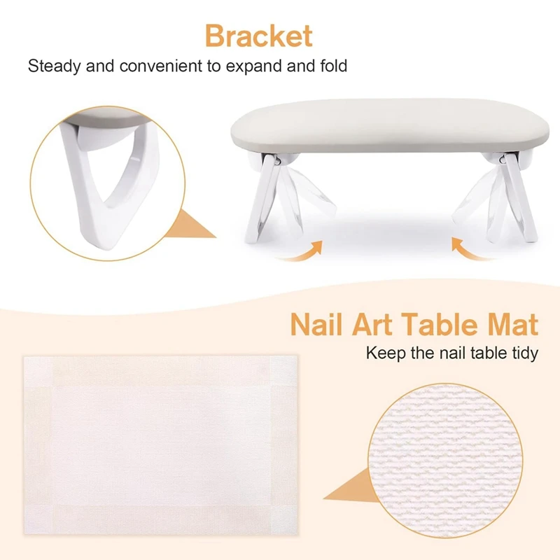 Nail Arm Rest, Foldable PU Leather Nail Hand Rest For Acrylic Nails Cushion Hand Holder, Nail Hand Pillow Nail Art