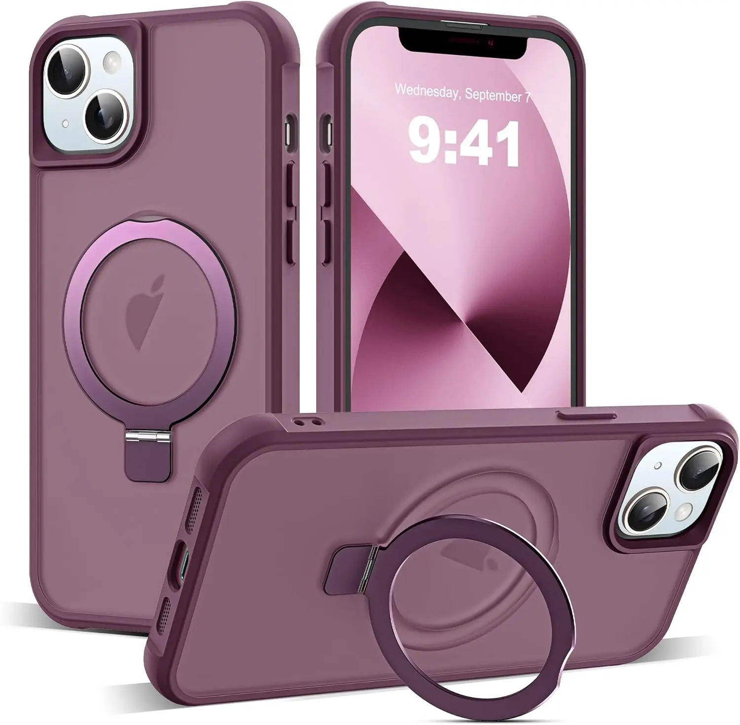 

Magnetic Kickstand Phone Case for iPhone 13 & 14, Translucent Design with Strong Grip and Drop Protection