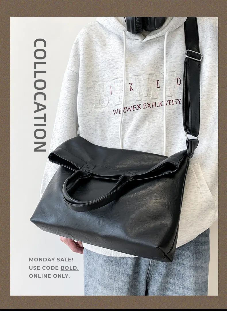 Designer Style Men's Commuting File Bag Hand-Held Briefcase Multifunctional Large Capacity Versatile Tote Bag Crossbody Bag