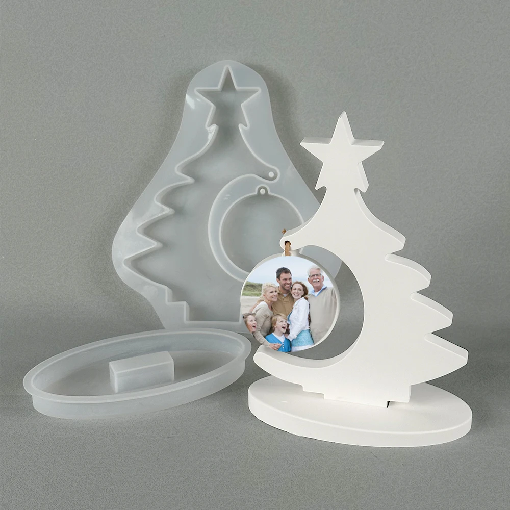 Weihnachten Ornament Silikon Form DIY handgemachte Weihnachtsbaum Foto Rahmen Harz Gips Handwerk Geschenk machen Form Home Dekoration