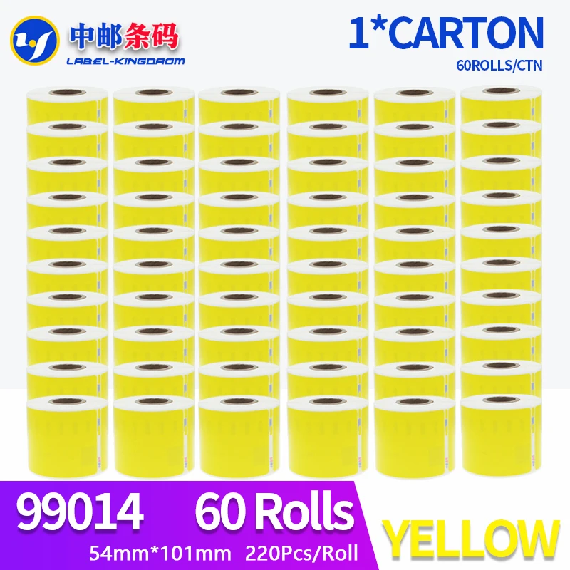 

60 Rolls Dymo 99014 Yellow Color Generic Label 54mm*101mm Compatiable for LW450 Turbo Thermal Printer