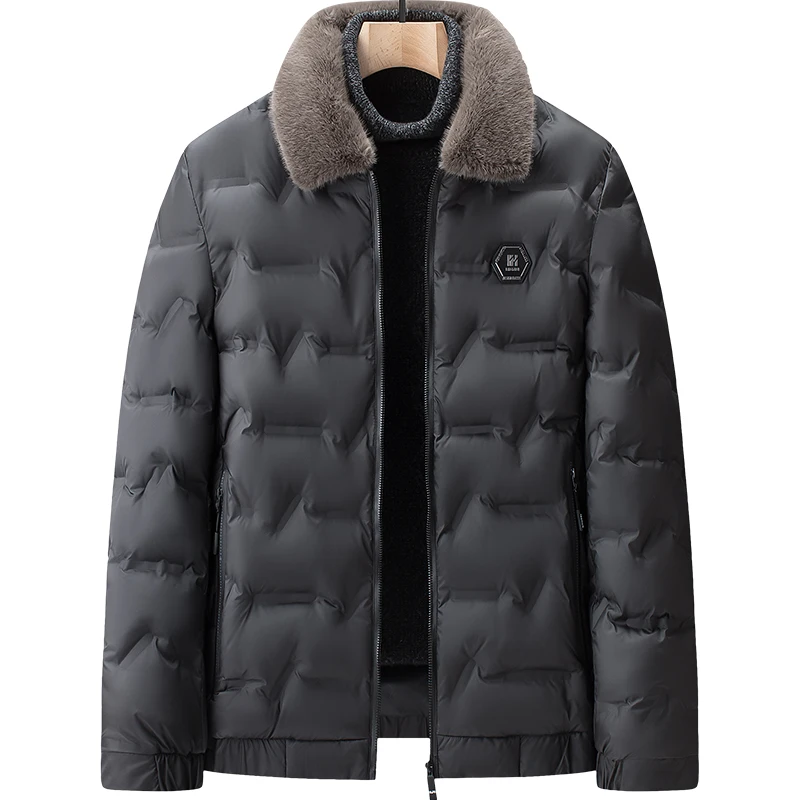 Jaket kerah bulu hangat pria, parka tebal tahan angin katun untuk pria ritsleting kualitas tinggi pria Streetwear diskon besar
