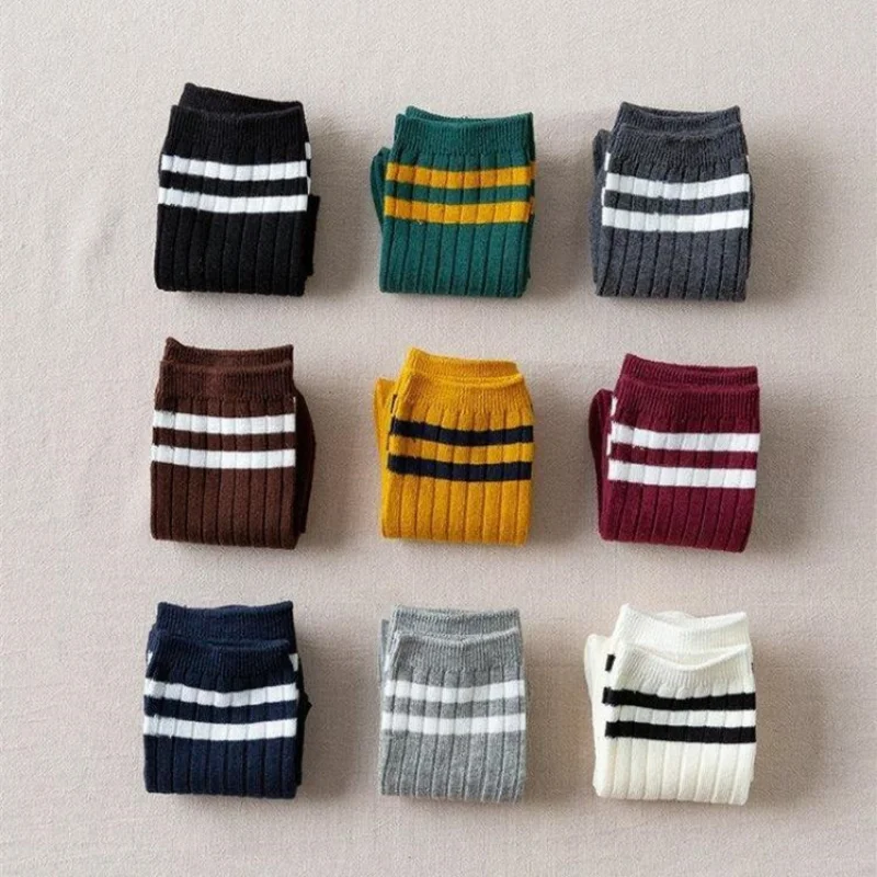 

Cotton Striped Women Socks Japanese Fashion High School Girls Socks Women Casual Fashion Harajuku Streetwear Knitting Long Socks