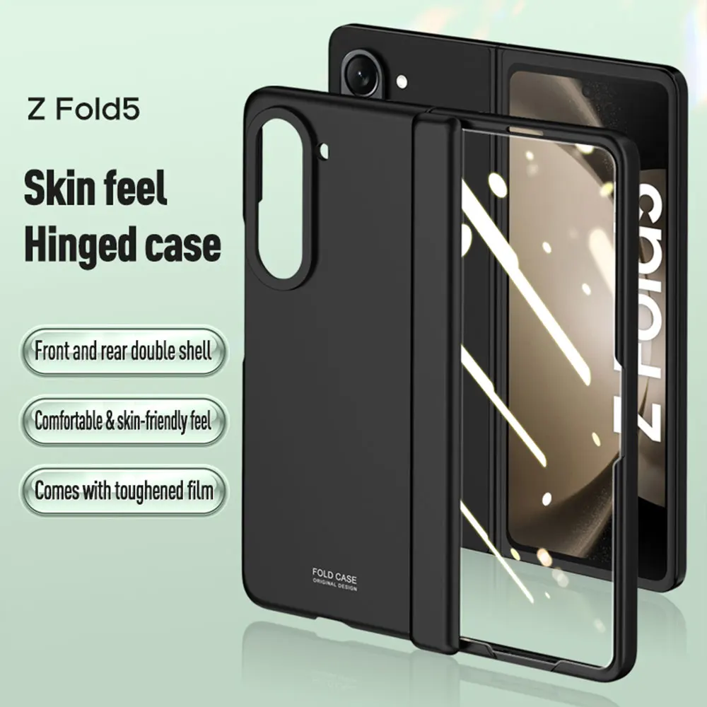 

Business Solid Color Hinge Folding Case For Samsung Galaxy Z Fold 5 Shell Film Integrated Full Cover Anti-fall Protective Cover