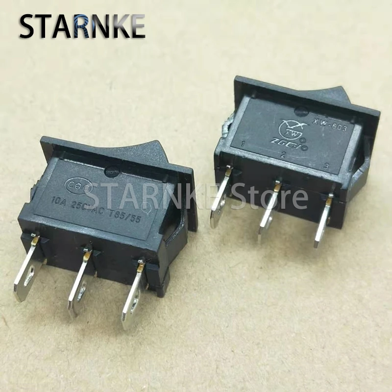 10PCS XW603 Rocker Switch 3Pins 2 Position 15*21MM boat-shaped Rocker Power Button 250V 10A Copper Feet