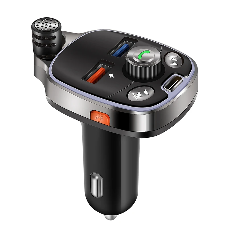 Car PD 18W Charger Bluetooth 5.0 QC3.0 FM Transmitter One Button Bass Mp3 Player External Large Microphone Music Player