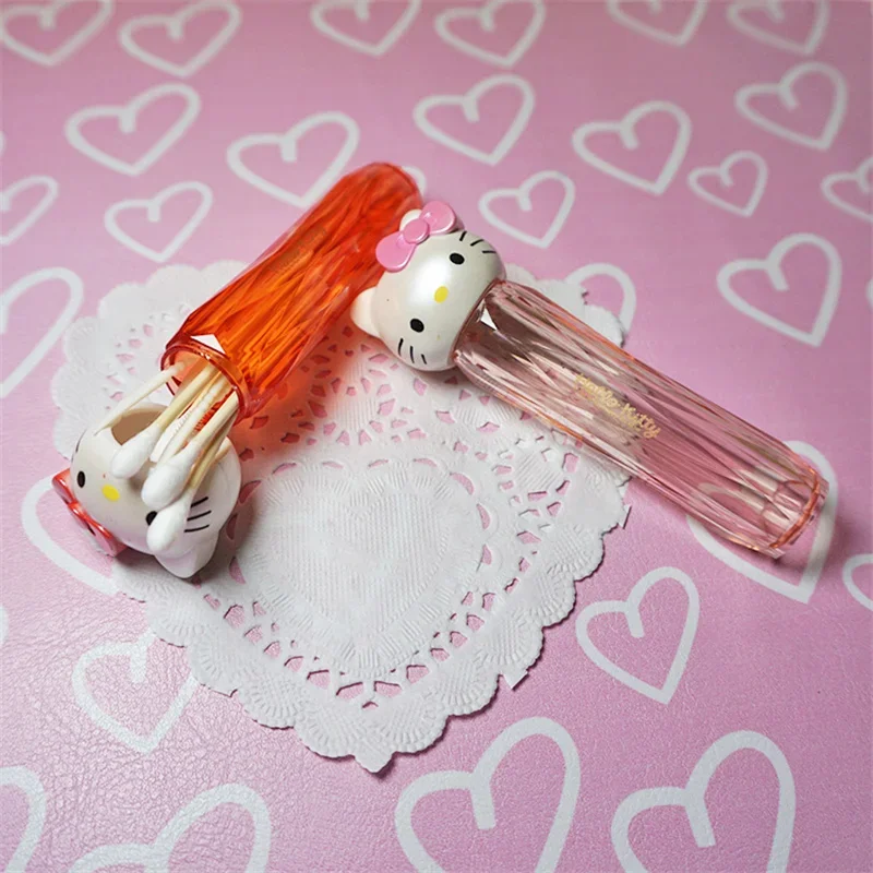 Sanrio Toothpick Cotton Swab Bottle Creative Cute Hello Kitty Cartoon Sanrioed Kt Cat Travel Portable Toothpick Box Container